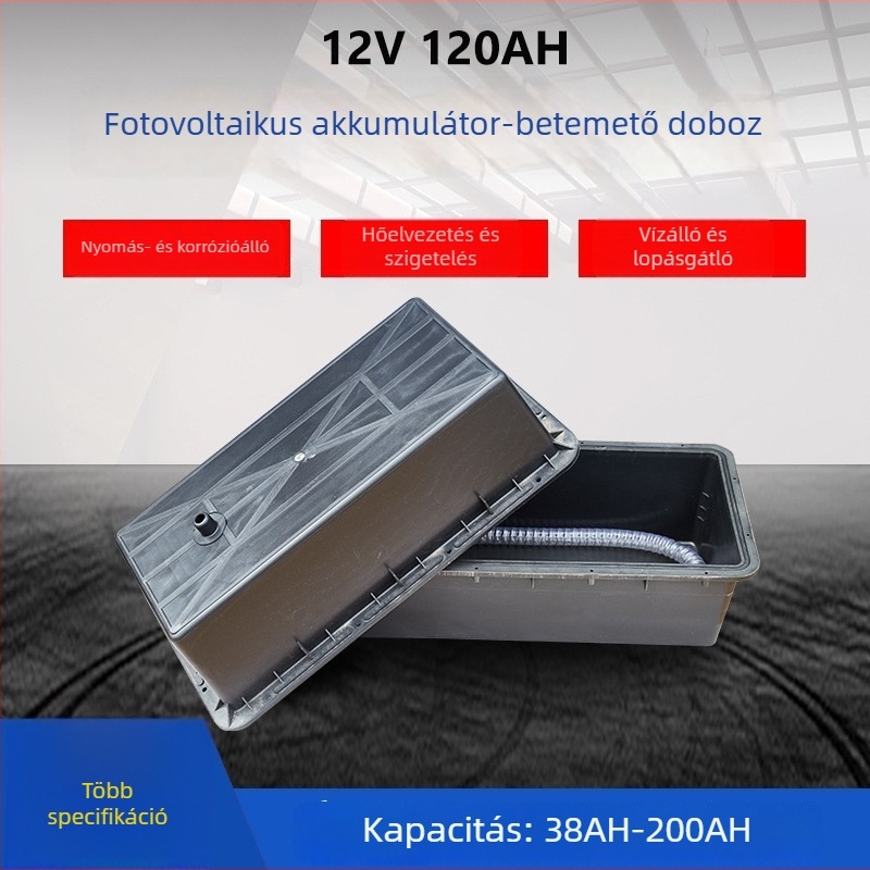 Napelemes utcai lámpa készlet akkumulátor-ház 12V 120Ah, föld alatti vízálló doboz