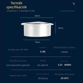 Napelemes LED földalatti lámpa kültéri tájvilágításhoz – medence, gyep és tér, IP68 vízálló beépített lámpa