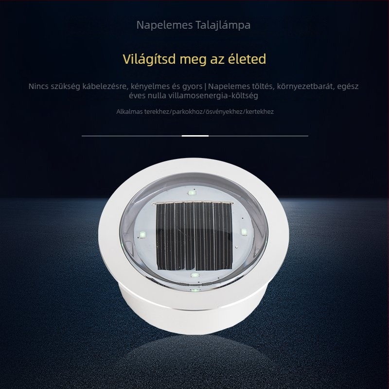 Napelemes LED földalatti lámpa kültéri tájvilágításhoz – medence, gyep és tér, IP68 vízálló beépített lámpa