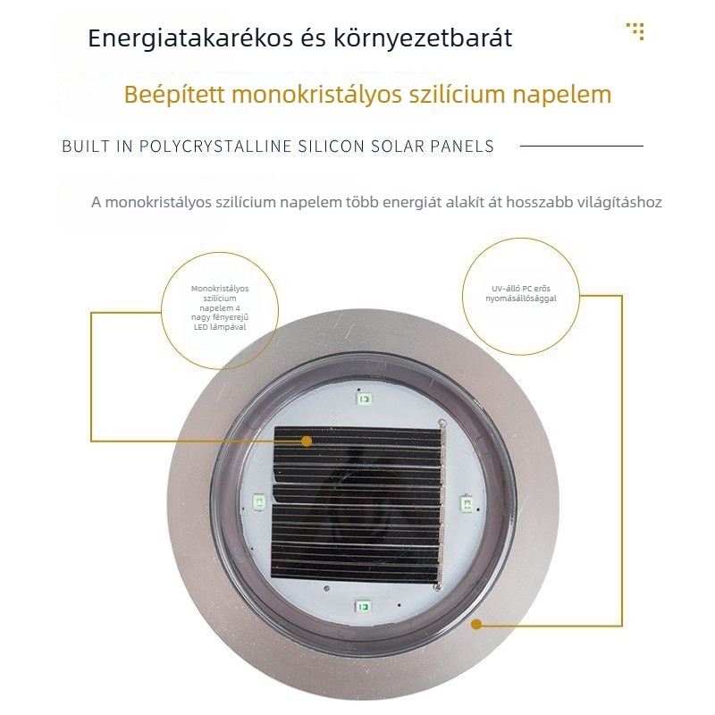 Napelemes LED földalatti lámpa kültéri tájvilágításhoz – medence, gyep és tér, IP68 vízálló beépített lámpa
