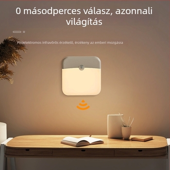 Négyzet alakú LED újratölthető éjjeli lámpa mágneses érzékelővel, gardrób/szekrény világításhoz, fényerő-szabályozás és színváltó mód