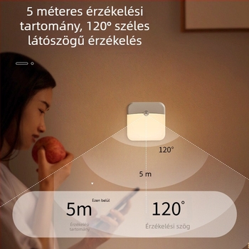 Négyzet alakú LED újratölthető éjjeli lámpa mágneses érzékelővel, gardrób/szekrény világításhoz, fényerő-szabályozás és színváltó mód