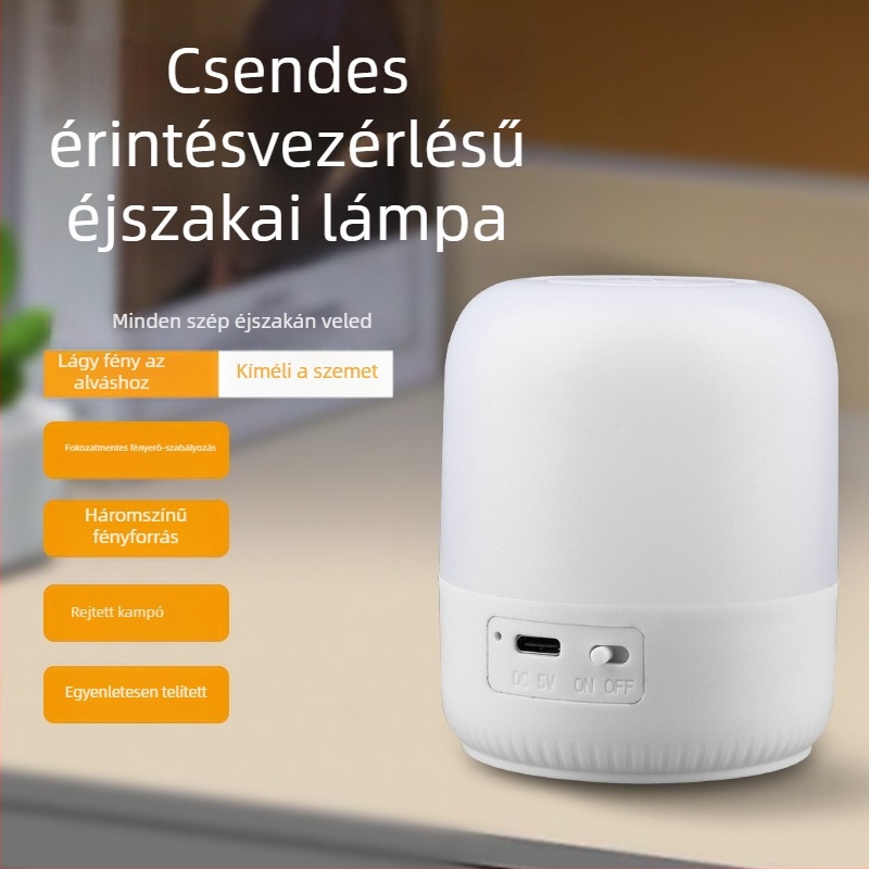 Multifunkciós LED éjjeli lámpa szemvédelem, USB töltés, érintéses kapcsolóval, éjjeli asztali lámpa, lágy hangulatvilágítás