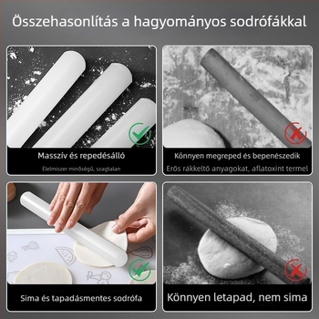Vastagított tapadásmentes nyújtófa, multifunkcionális konyhai eszköz tésztához és gombócokhoz, élelmiszer-minőségű műanyag