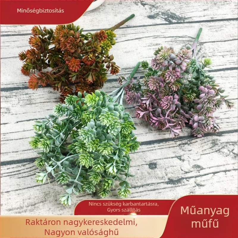 Mesterséges műanyag virágokból álló csokor otthoni dekorációhoz, esküvőkhöz, kültéri fotózásokhoz és zöld fal dekorációjához