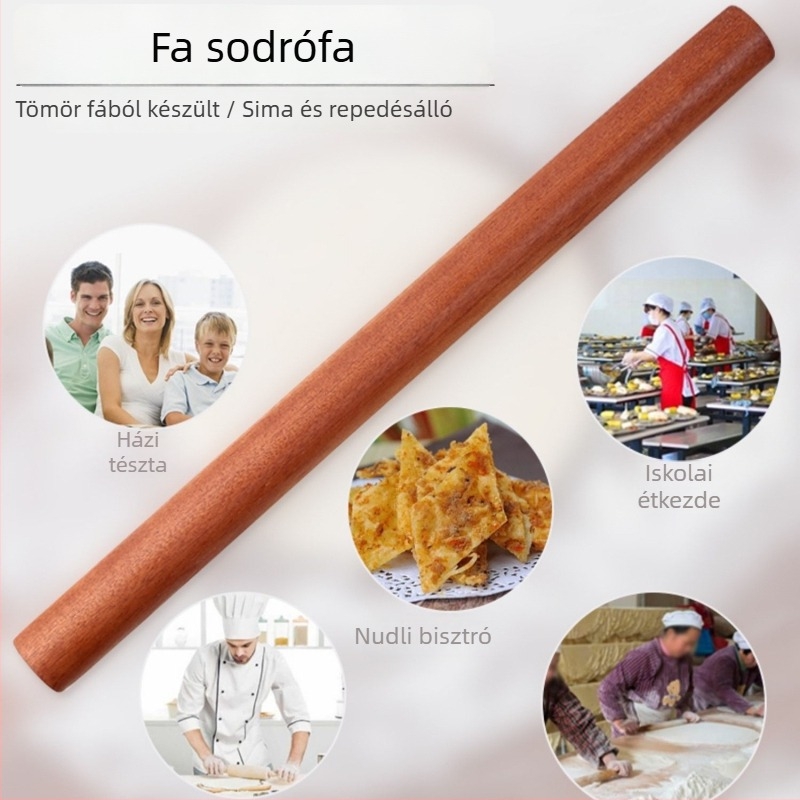 Természetes klasszikus fa nyújtófa ebonyfa, lakkozás nélkül, tömörfa, otthoni sütéshez