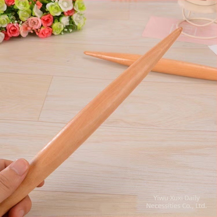 30 cm-es tömörfa sodrófa két csúcsos végével, dupla végű tészta nyújtó gombócokhoz