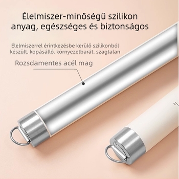 Acélmagos tészta nyújtó, élelmiszer-minőségű szilikon bevonattal, háztartási sütőeszköz mérőskálával