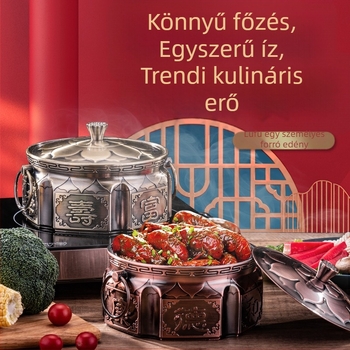 Retro egyszemélyes forrófazék alkoholfőzővel, 304 rozsdamentes acélból