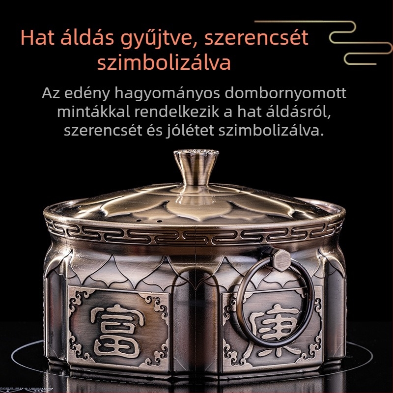 Retro egyszemélyes forrófazék alkoholfőzővel, 304 rozsdamentes acélból