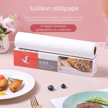 Kettős oldalú szilikon bevonat sütőpapír, zsírt felszívó, grillhez, konyhai sütéshez és légsütőhöz