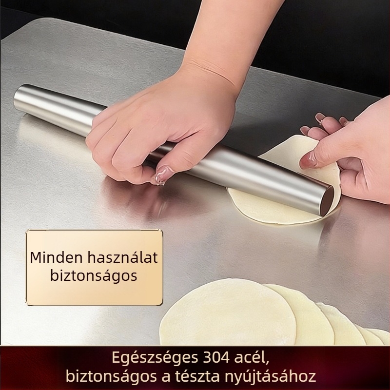 304 rozsdamentes acélból készült tésztanyújtó háztartási használatra, varrat nélküli, ideális gyóza és tészta készítéséhez