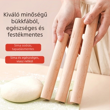 Élelmiszer-minőségű bükkfa sodrófa – tömörfa, hosszú, ideális tésztához és gy dumpling lapokhoz, otthoni sütéshez