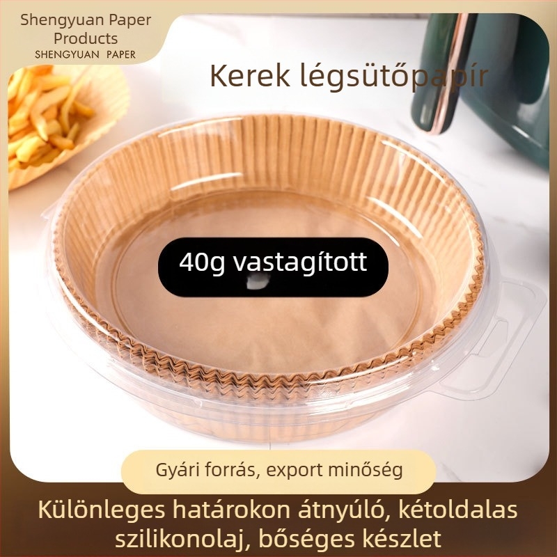 Körkörös egyszer használatos sütőpapíralátét, élelmiszer-minőségű, szilikonolaj bevonattal az olaj felszívására, légsütőhöz
