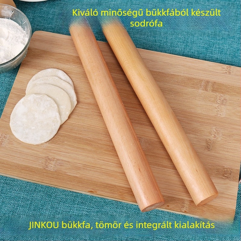 Kaili Nagy méretű tömörfa sodrófa – sima felület, tapadásmentes, tésztához és süteményekhez