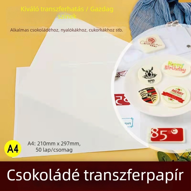 Süteményekhez való sütőpapír fotó cukor nyomtatással és csokoládé-transzfer glutinózus rizslapon, nyalókákhoz