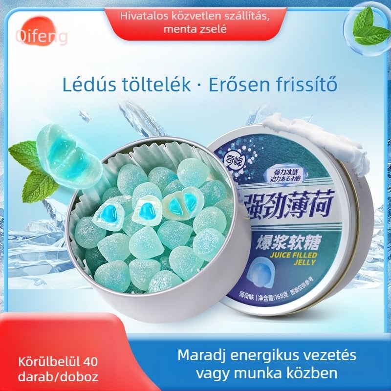 Qifeng Mentás Burst puha cukorka töltelékkel, frissítő falat, 168 g