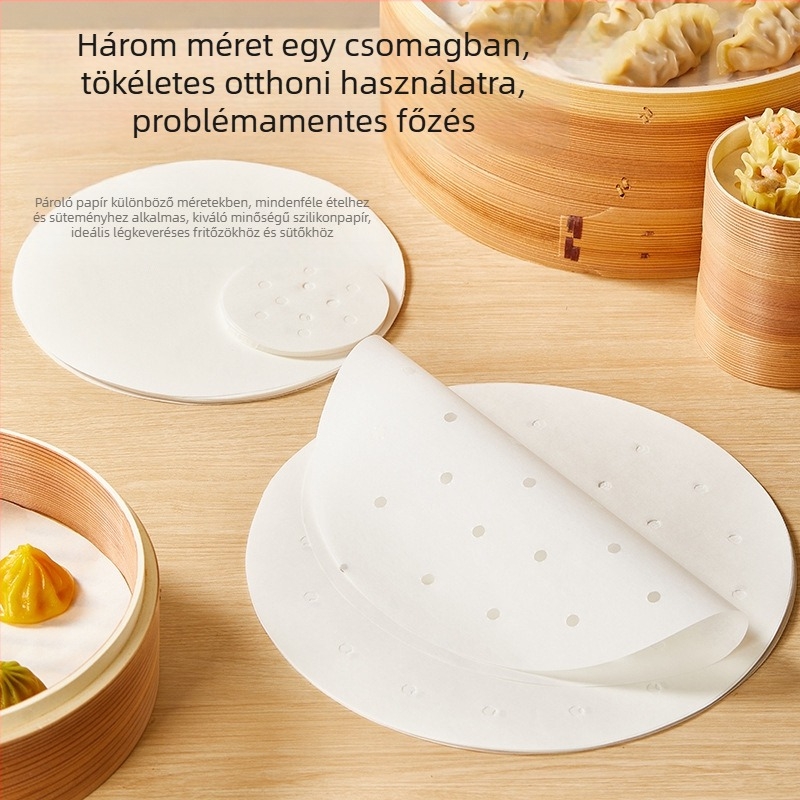 Uyiku Élelmiszer-minőségű egyszer használatos párolópapír, kör alakú perforált, kétoldalas nem tapadó bevonattal, szilikon-olajos bevonattal