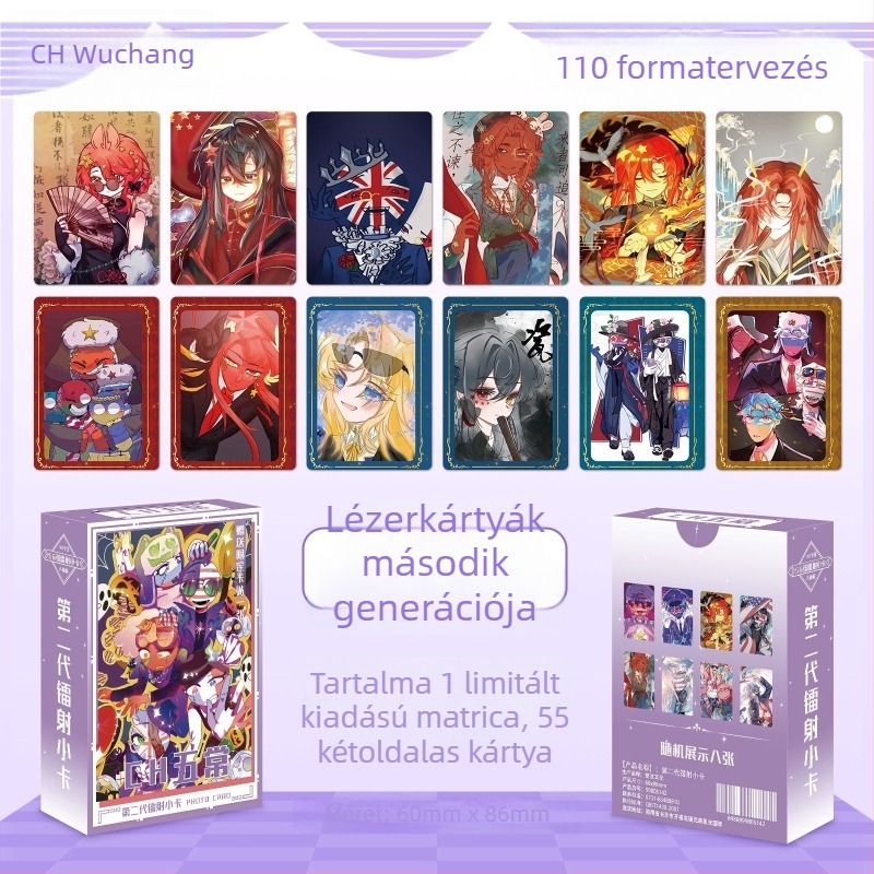 55 darab lézerrel nyomtatott LOMO-stílusú képeslapkészlet portrékkal