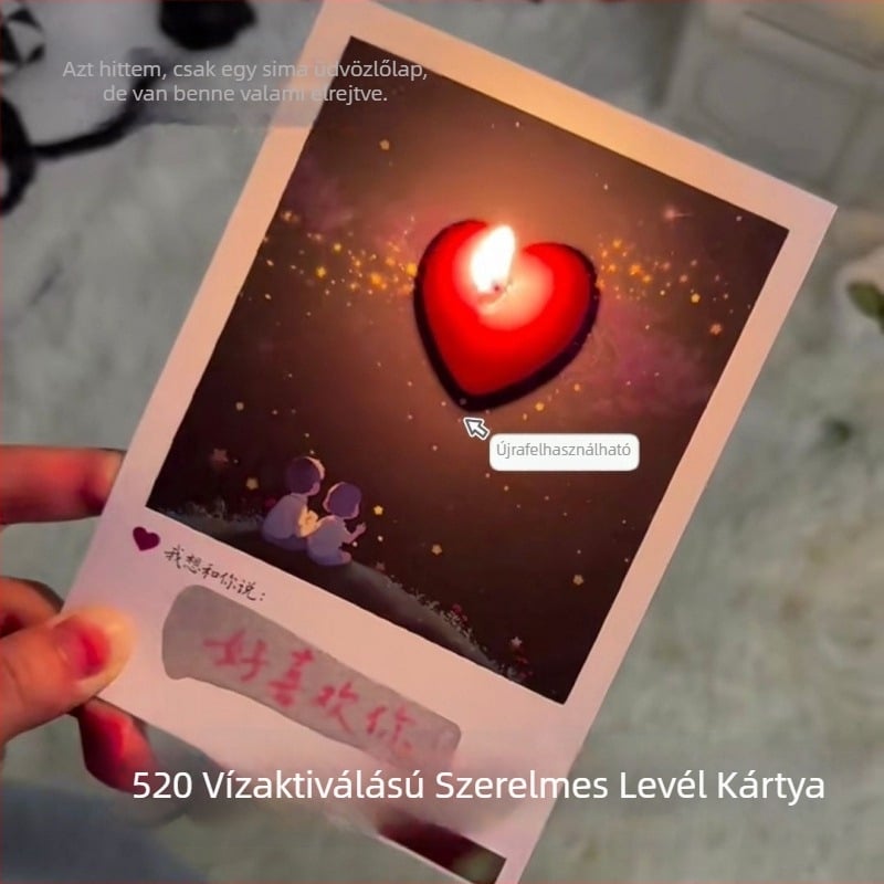 Innovatív vízaktivált rejtett üzenetű üdvözlőlap a szerelem kifejezésére – születésnapra és Valentin-napra