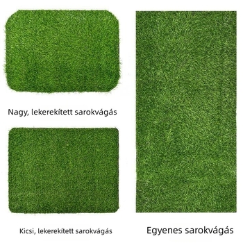 Kör alakú asztali dekoráció mesterséges fűvel és virágos díszítéssel, fűszőnyeg