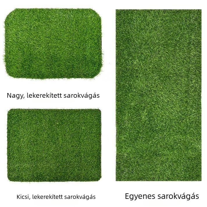 Kör alakú asztali dekoráció mesterséges fűvel és virágos díszítéssel, fűszőnyeg