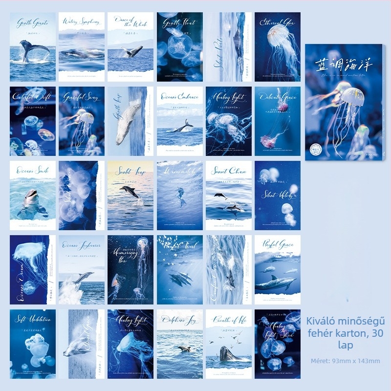 Dobozos képeslapok Blues Ocean sorozat, HD laminált kivitel, egyetemi emlék képeslap