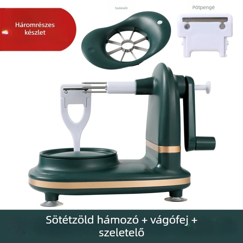 Kézihajtású almahéjító, gyümölcsdaraboló és körtehéjító