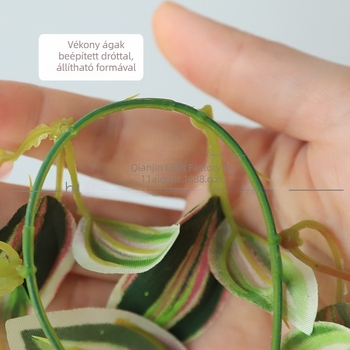Rattan részletű függő műnövény dekoráció, zöld falidísz, csokor formájú, magasság 30–100 cm