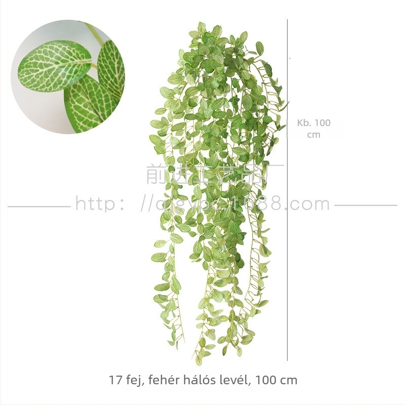 Rattan részletű függő műnövény dekoráció, zöld falidísz, csokor formájú, magasság 30–100 cm