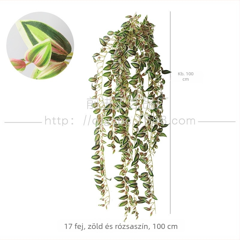 Rattan részletű függő műnövény dekoráció, zöld falidísz, csokor formájú, magasság 30–100 cm