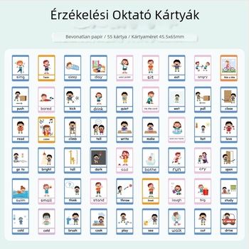 Színes 55 darabos kártyacsomag gyerekeknek angol nyelvtanuláshoz és a percepció fejlesztéséhez
