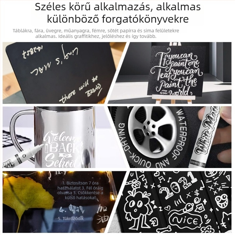 Artwalker fehér olaj alapú marker, gyorsan száradó, vízálló, nem fakul, vékony heggyel – rajzoláshoz és kézi festéshez
