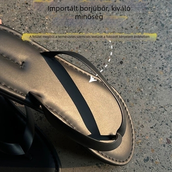 Női valódi bőr Y-strap szandálok, minimalist stílusú, mindennapi strandhoz