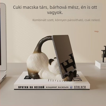 Sziámi macska formájú telefon- és tablet-tartó, gyanta asztali dekoráció, ajándék lányoknak