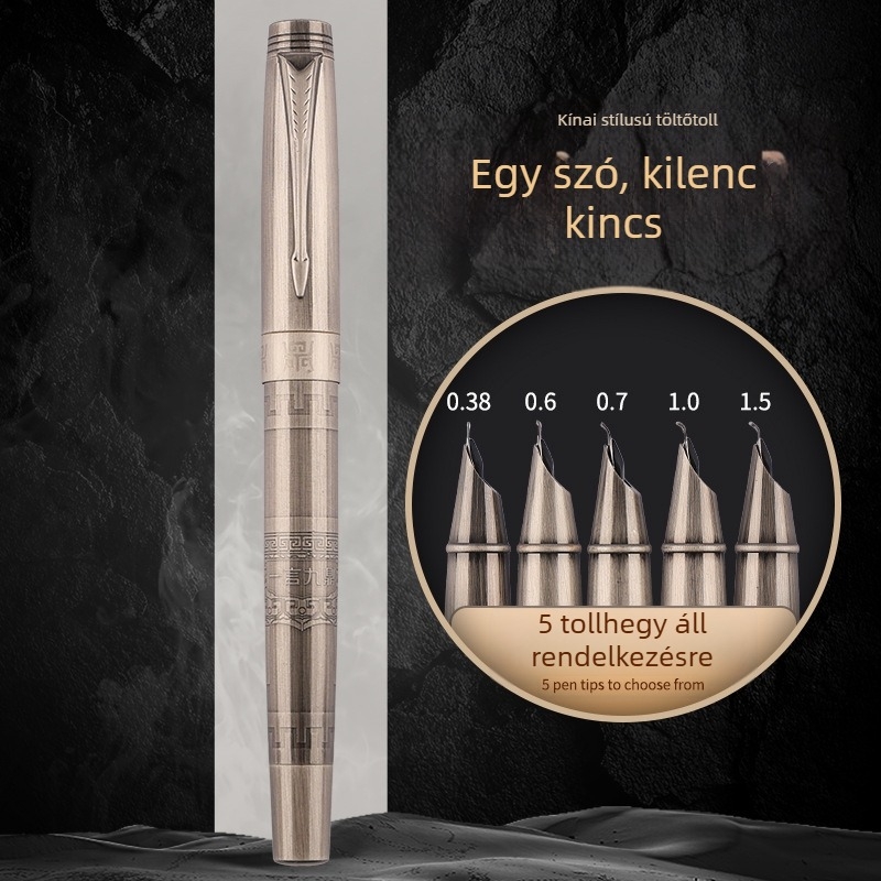 Bad Pen toll egyetlen hegű toll, görbült heg, fém test, vintage dizájn, kis hegyes vég kaligráfiához