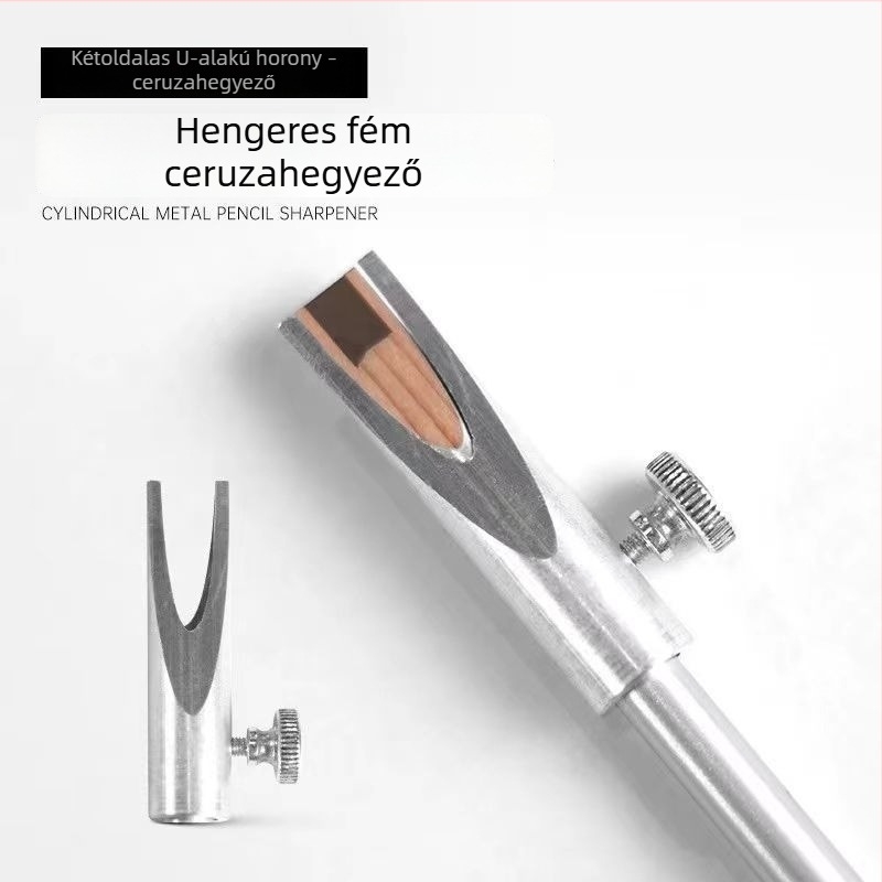 Kétszárnyú ceruzahegyező szemöldökhöz, hengeres tetováló eszköz, fa hegyező U-alakú fém sávval