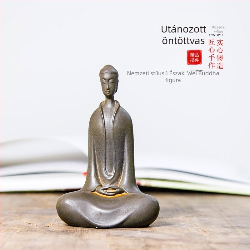 Zen ihletésű, új kínai stílusú Buddha szobor, északi Wei-dinasztia, nappali asztali dekoráció, kézzel készített műgyanta alkotás.
