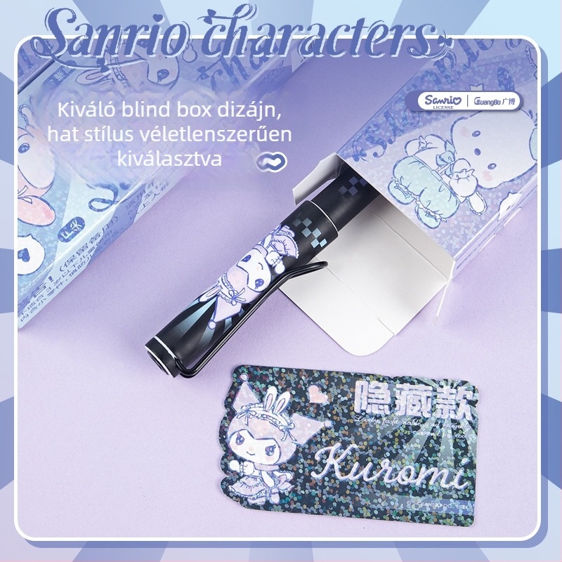 Guangbo Sanrio Blind Box toll F-típusú hegyelekkel, kék tinta, tintatartó, 12 darabos doboz, tartalmaz könyvjelzőt