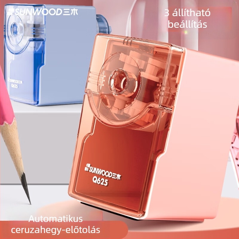 Miki Q625 ceruzahegyező állítható vastagsággal, kézi működtetésű, diákoknak és gyerekeknek