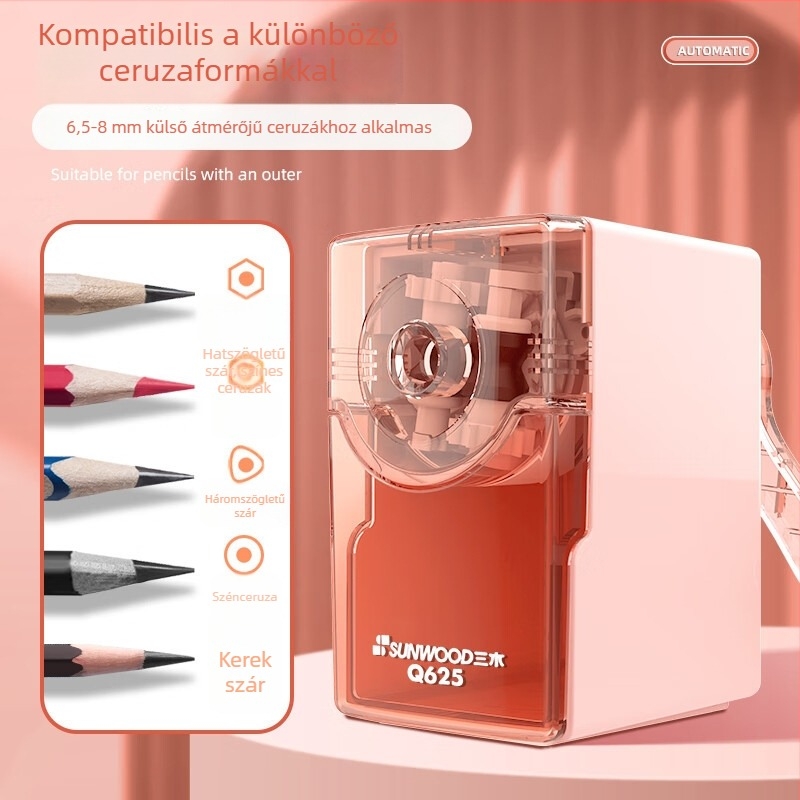 Miki Q625 ceruzahegyező állítható vastagsággal, kézi működtetésű, diákoknak és gyerekeknek