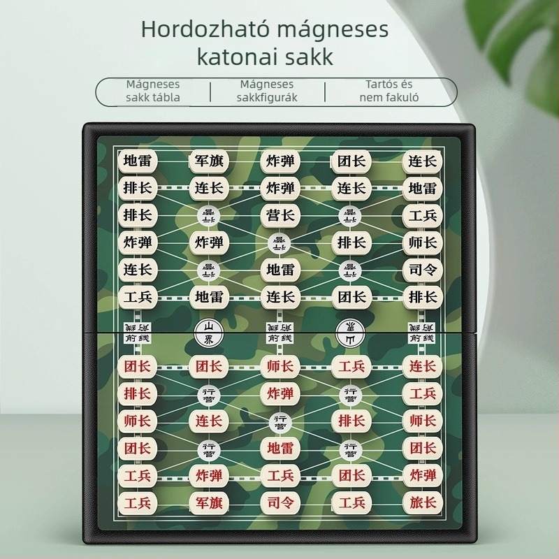 Katonai sakk és földi harci sakk – mágneses tábla és nagy méretű figurákkal, két játékos számára, 7–14 éveseknek