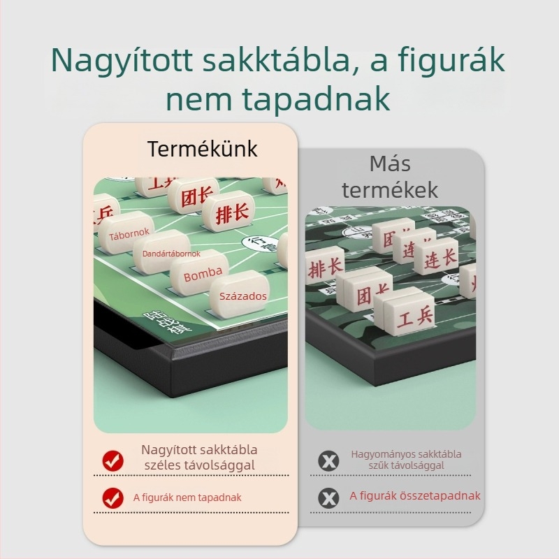 Katonai sakk és földi harci sakk – mágneses tábla és nagy méretű figurákkal, két játékos számára, 7–14 éveseknek