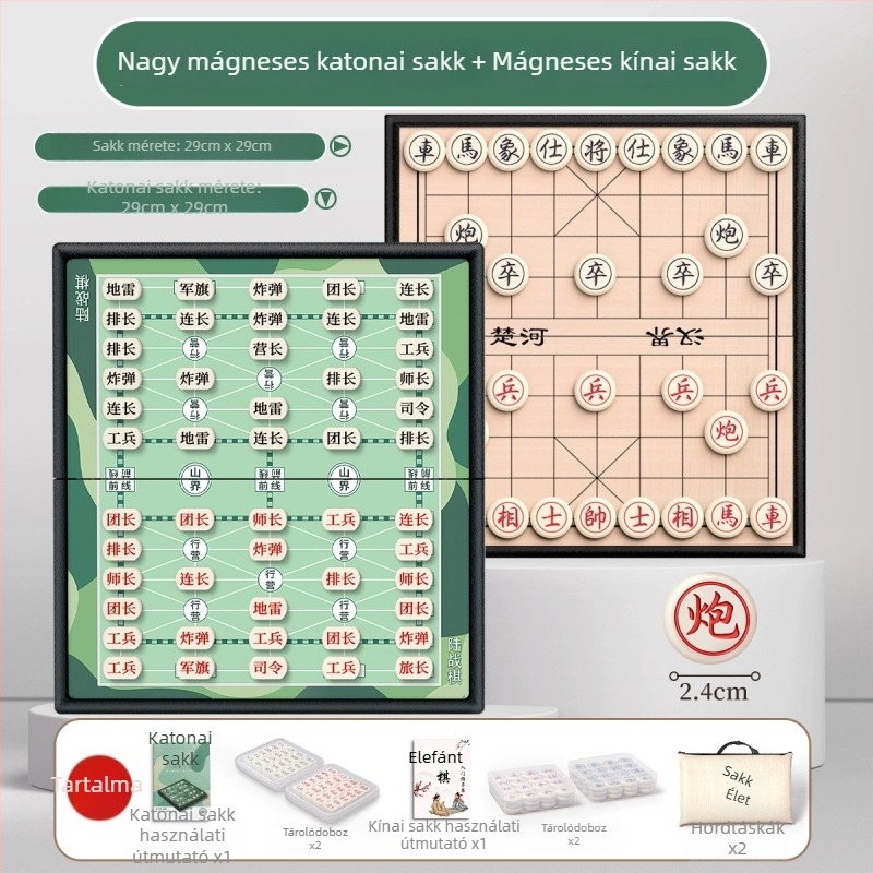 Katonai sakk és földi harci sakk – mágneses tábla és nagy méretű figurákkal, két játékos számára, 7–14 éveseknek