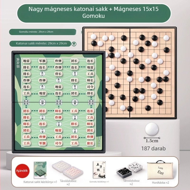 Katonai sakk és földi harci sakk – mágneses tábla és nagy méretű figurákkal, két játékos számára, 7–14 éveseknek
