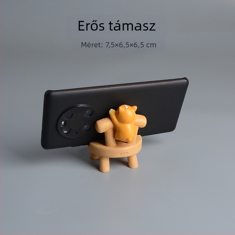 Rajzolt aranyos macska és Shiba Inu – telefon- és tabletatartó asztali díszfigura
