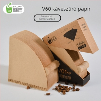 V60 kúp kávéfilterpapír, természetes szín, 100 lap otthoni használatra
