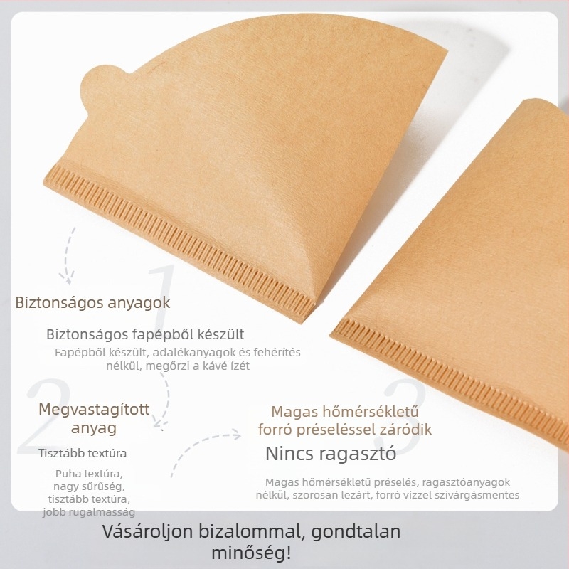 V60 kúp kávéfilterpapír, természetes szín, 100 lap otthoni használatra