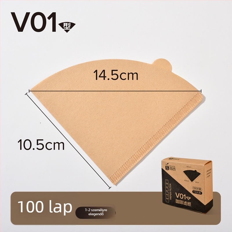 V60 kúp kávéfilterpapír, természetes szín, 100 lap otthoni használatra