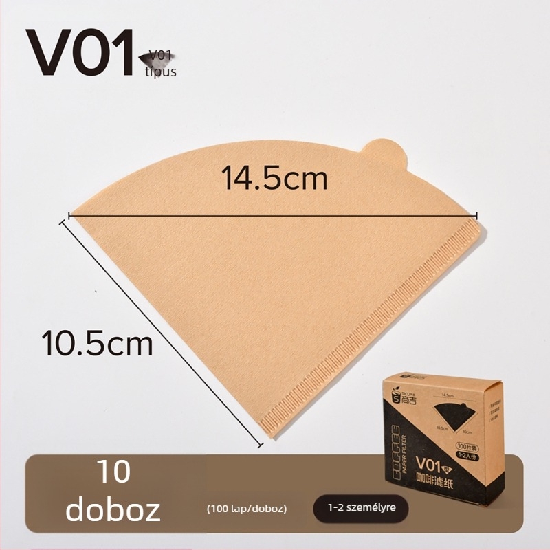 V60 kúp kávéfilterpapír, természetes szín, 100 lap otthoni használatra